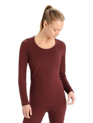 Espresso Icebreaker Merino 200 Oasis Long Sleeve Scoop Neck Thermal Top Women's One Piece & Sets | AU 1773AHKP